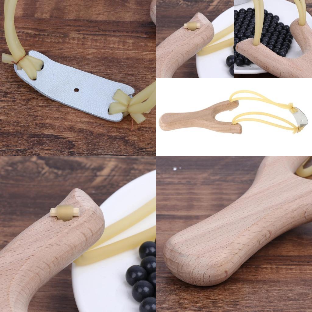 Outdoor Hunting Launcher - Fronde en bois naturel avec élastique,