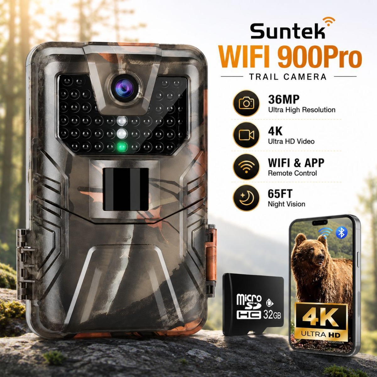 Outdoor Hunting Camera Wifi - Caméra de chasse extérieure Wifi 4K,